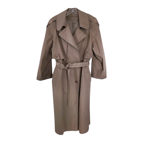 Vintage 1990s Light Brown Trench Coat – Women’s 16 Wool-Lined Classic Academia - Picture 1 of 12